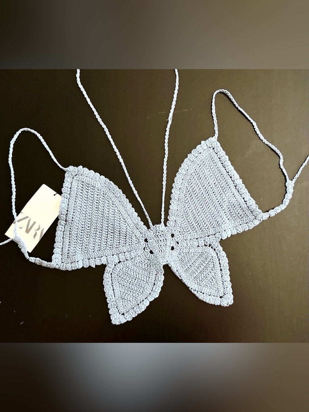 Zara Pale Blue Crochet Knit Bralette